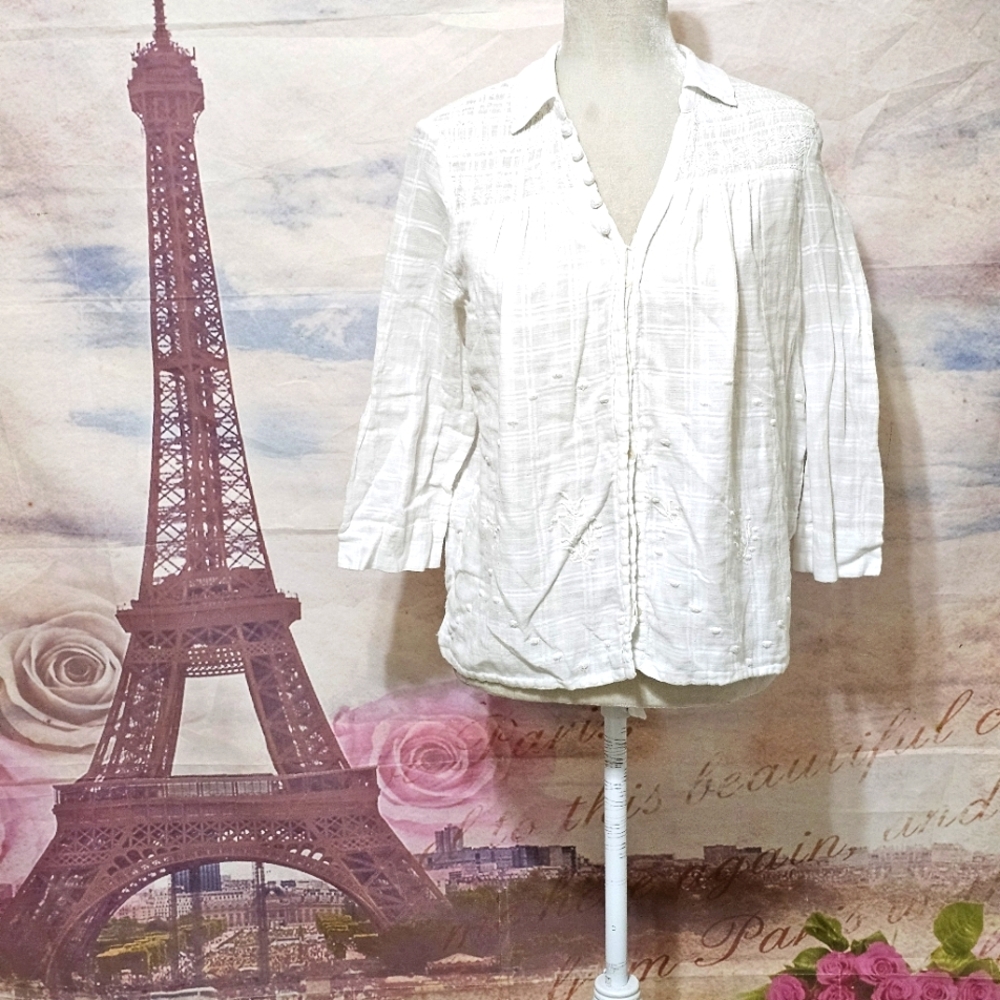 Anthropologie Vanessa Virginia White Button-Up Top